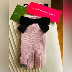 Kate Spade Pink Gloves with Black Bow